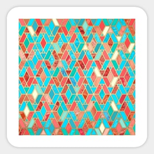 Melon and Aqua Geometric Tile Pattern Sticker